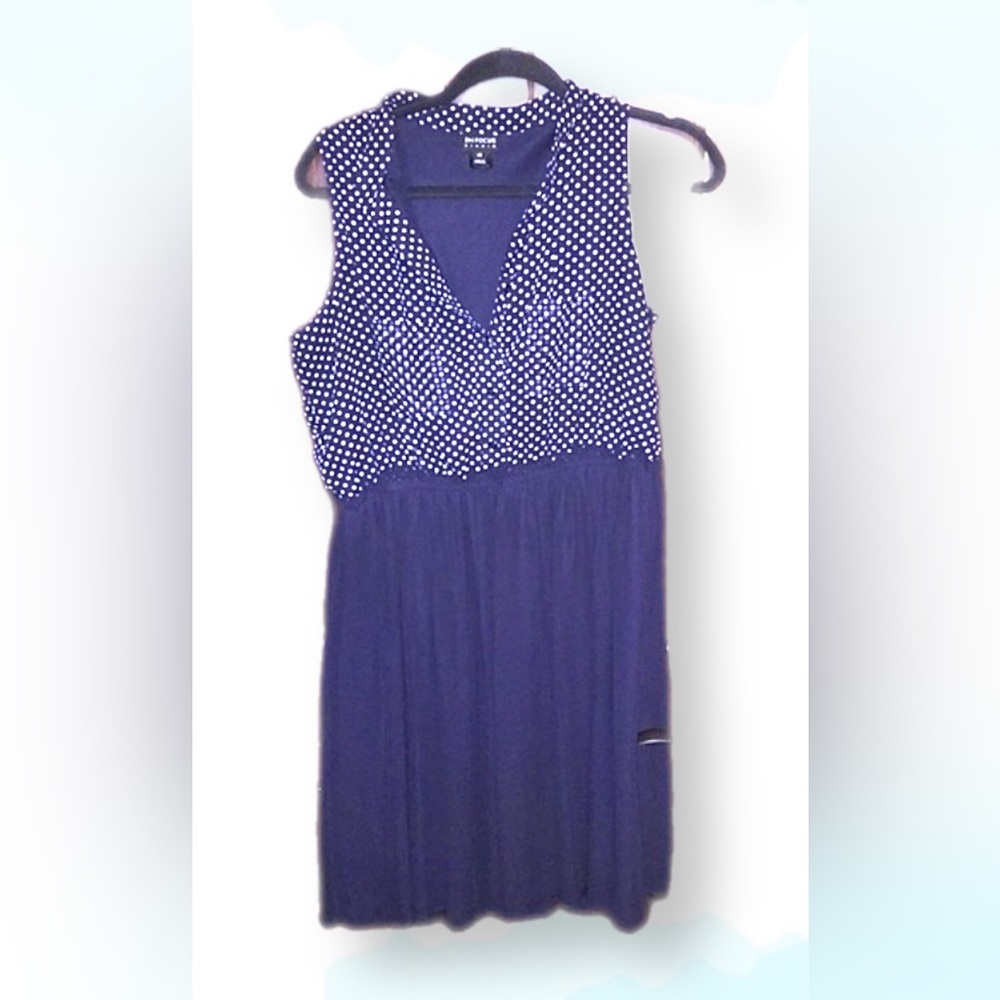 Enfocus studio dress navy blue polka dot, large